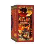 Chinesischer Book Nook DIY Bausatz mit antiker Palast Architektur, roten Gebäuden und warmer LED Beleuchtung