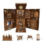 Geöffneter Royal Tailor Book Nook mit Nähzimmer, Kleidern, Regalen und vielen Details