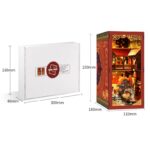Chinese Book Nook Bausatz mit Verpackung, Größenangaben und fertiger Miniatur Dekoration