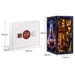 Magic Potion Book Nook Set mit Verpackung, Größenangaben und fertiger Fantasy Miniaturwerkstatt