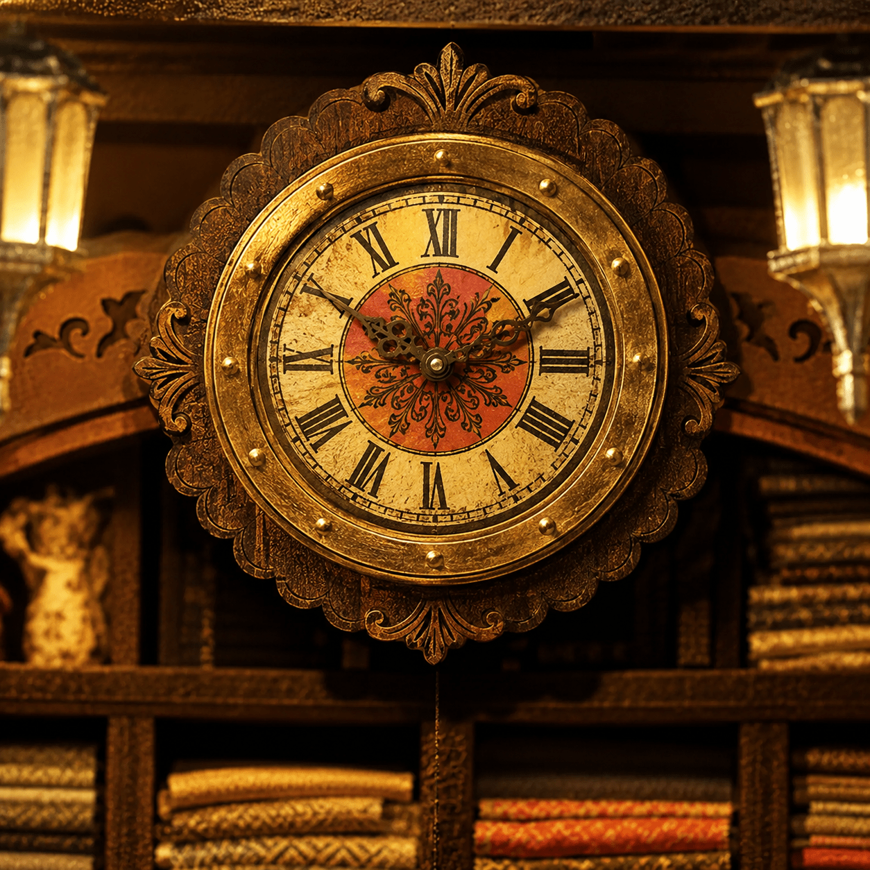 Royal Tailor Shop Book Nook Miniatur mit antiker Wanduhr, Holzregalen und klassischem Schneideratelier