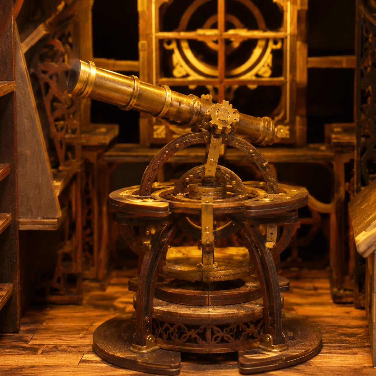 Astronomy Museum Book Nook Miniatur mit historischem Teleskop, Beobachtungstisch und wissenschaftlichen Details