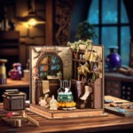 Magischer Trank Book Nook mit Miniaturwerkstatt, Zauberkessel und warmer LED-Beleuchtung