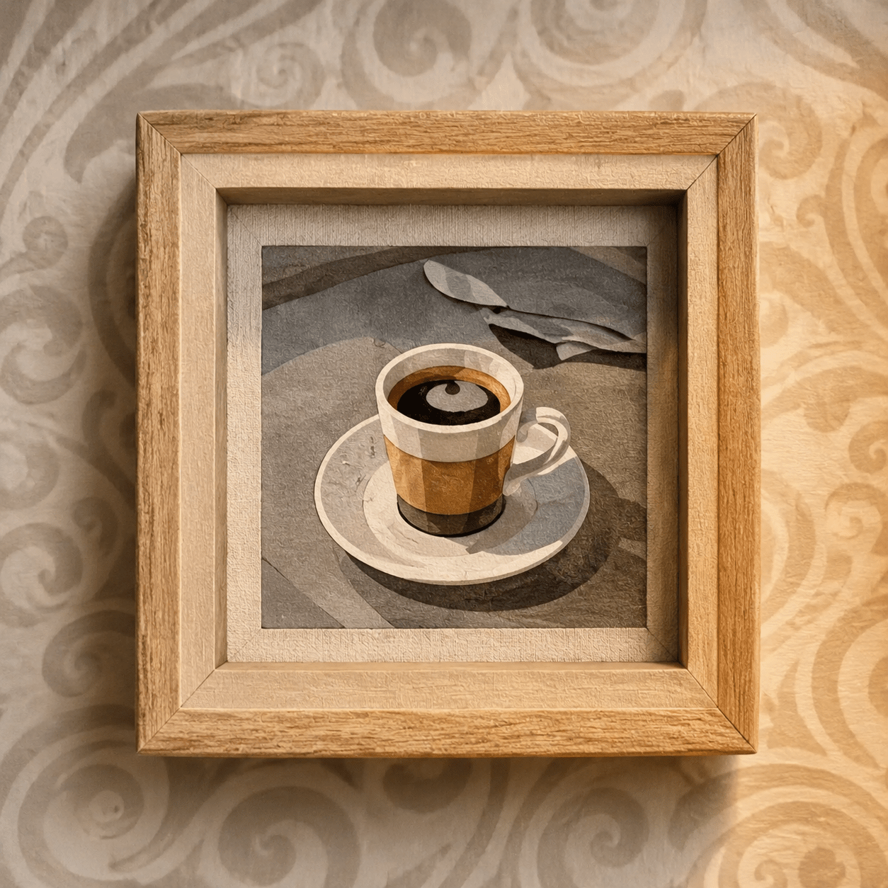1987 Country Cafe Book Nook Miniatur mit gerahmtem Kaffeebild und gemütlichem Café-Detail