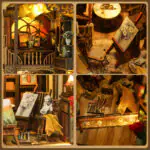 Art Gallery Book Nook DIY Miniatur mit Kunststudio, LED-Beleuchtung, Staffelei, Gemälden und liebevollen Details.