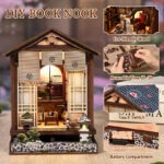 Zen Garten Book Nook DIY Set mit Holzdesign, LED-Licht und japanischer Miniaturkulisse