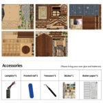 Japanischer Garten Book Nook Zubehör mit LED-Kabel, Werkzeugen und Miniaturteilen
