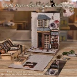 Japanische Gassen-Miniatur mit Katze DIY Book Nook