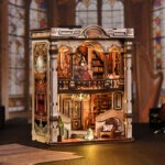 Opera House Book Nook mit seitlicher Ansicht, Bühne, Vorhängen und detaillierter Miniaturkulisse