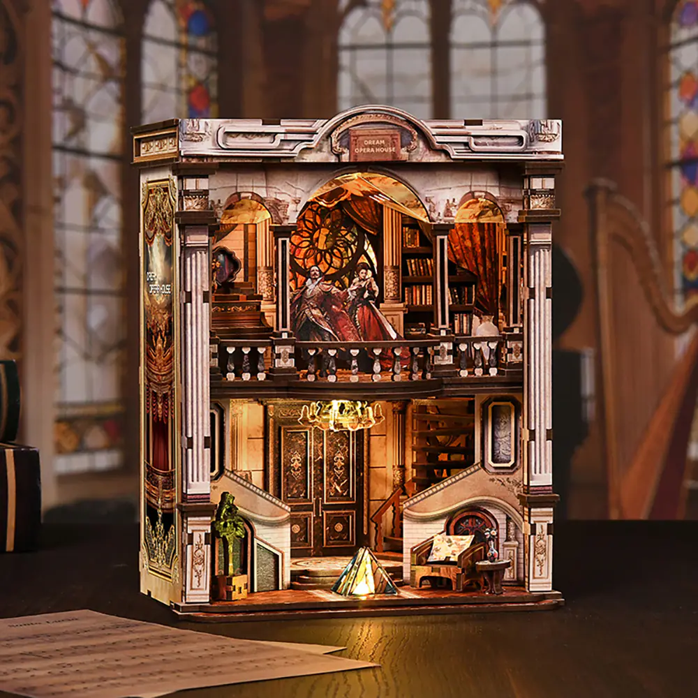 Dream Opera House Book Nook mit LED-Beleuchtung, detailreiche Miniaturkulisse als Bücherregal-Deko