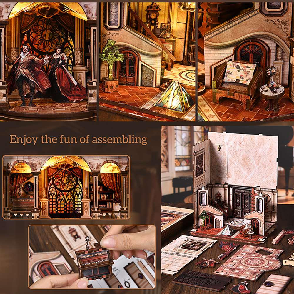Dream Opera House Book Nook Bausatz mit Montageprozess, Innendetails und kreativen Miniatur-Szenen