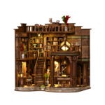 Dream Book Hall Book Nook als Miniaturbibliothek mit Bücherregalen, Treppen und warmer LED-Beleuchtung