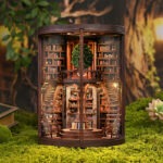 Tree Book Nook Miniatur mit magischer Bibliothek, Lebensbaum und warmer LED-Beleuchtung