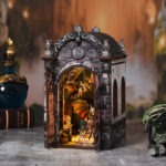 Dragon Book Nook Miniatur mit LED-Licht, Drachenhöhle und Fantasy-Schatzkammer im Detail