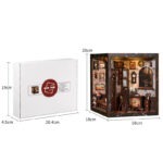 Music Book Nook Maße mit Größe des DIY Miniaturbausatzes und elegantem Musikzimmer-Design
