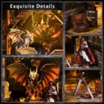 Dragon Book Nook Details mit Drache, Ritterfigur, Schatzraum und handgefertigten Miniaturteilen