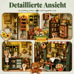 Xinyu Flower Shop Book Nook miniature detail showcase featuring colorful flowers, tiny bouquets, wooden shelves, flower displays, warm LED lighting, and cozy shop interior decorations.