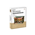 Aura Verde Flower Room Book Nook DIY miniature kit box featuring a colorful flower shop scene, wooden craft model design, LED light function, and creative assembly project.