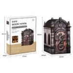 Dragon Book Nook Maße und Größe des DIY Miniaturbausatzes mit Fantasy-Drachenmotiv