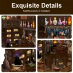 Magic Book Nook Details mit Zauberbuch, Katzenfigur, Regalen und magischen Miniatur-Elementen
