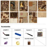 Ancient Library Book Nook DIY Bausatz mit Zubehör, Werkzeugen, LED-Licht und Bauteilen